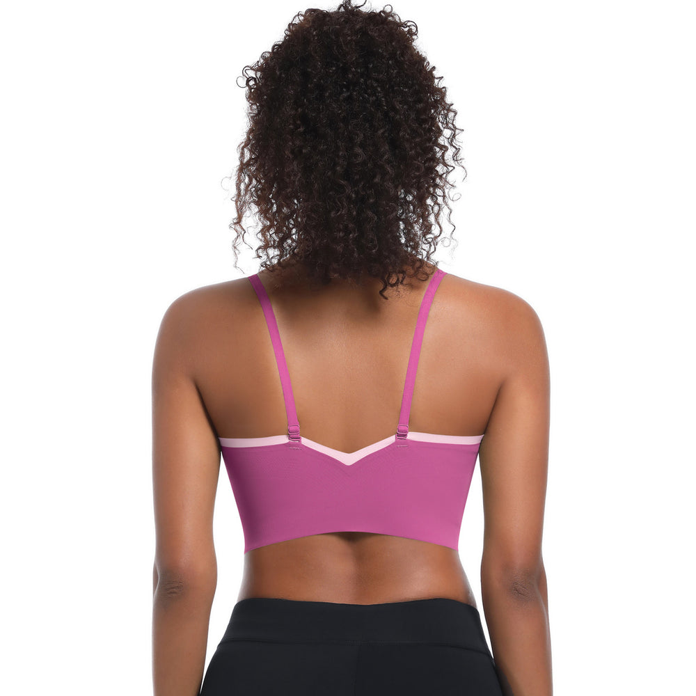 Clearance cross-border solid color double-panel seamless sports bra with built-in cups - perfect for running, fitness, and yoga
