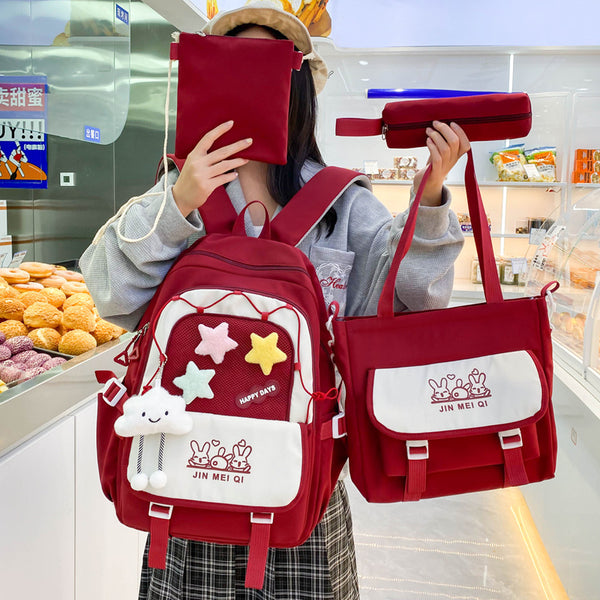 The new schoolbag is fashionable and trendy to reduce the burden. Ridge backpack for junior and high school students. Large capacity and lightweight backpack.