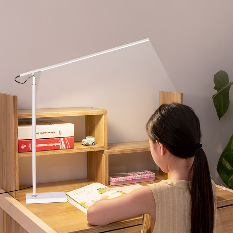 Led desk reading lamp - eye protection study light for kids, college students, dorm room bedside table - full spectrum learning lamp