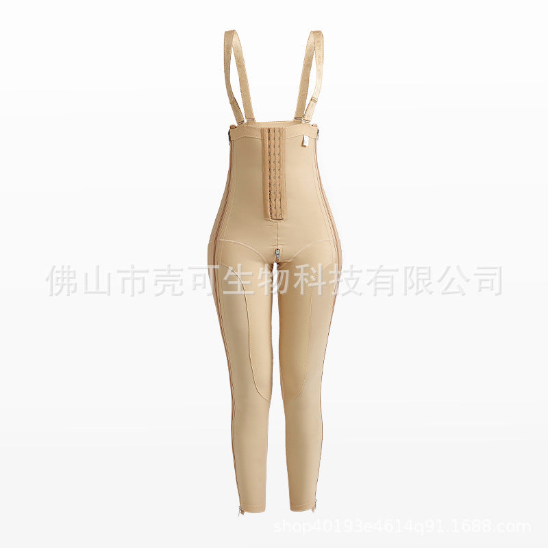 Post-liposuction thigh shaping pants, leg ring suction shaping leg pants, fully open shoulder straps with zippers on both sides
