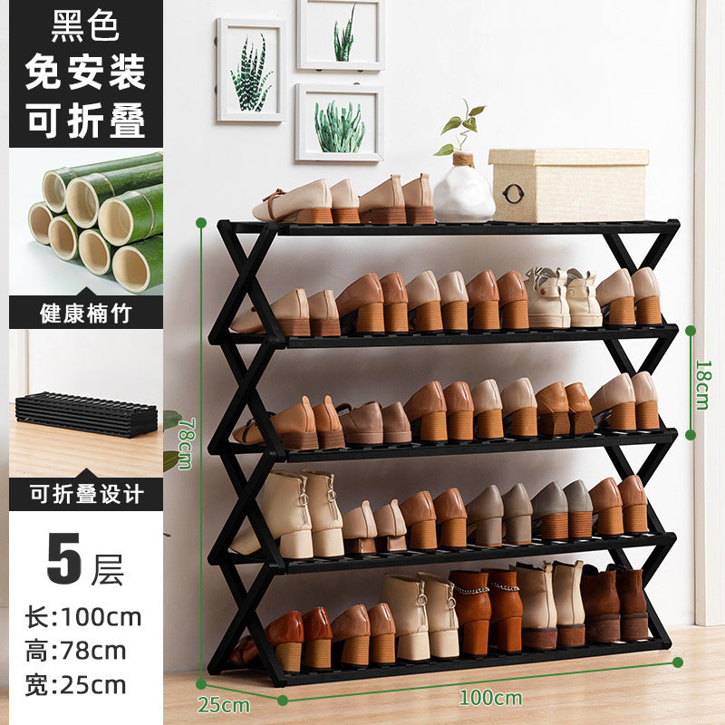 Simple shoe rack, shoe cabinet, wooden dormitory, covering a small area, multi-layer dust-proof entry door at the door, shoe rack, storage rack