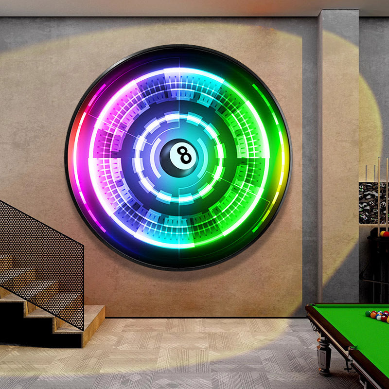 Billiards hall decorative painting Internet celebrity billiards hall led luminous ambient lights Symphony hanging painting club black eight ball lamp painting