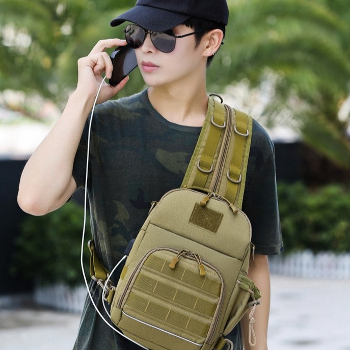 Camouflage shoulder bag Men's messenger bag Water-proof multi-functional nylon cloth breast bag Outdoor combat readiness storage backpack