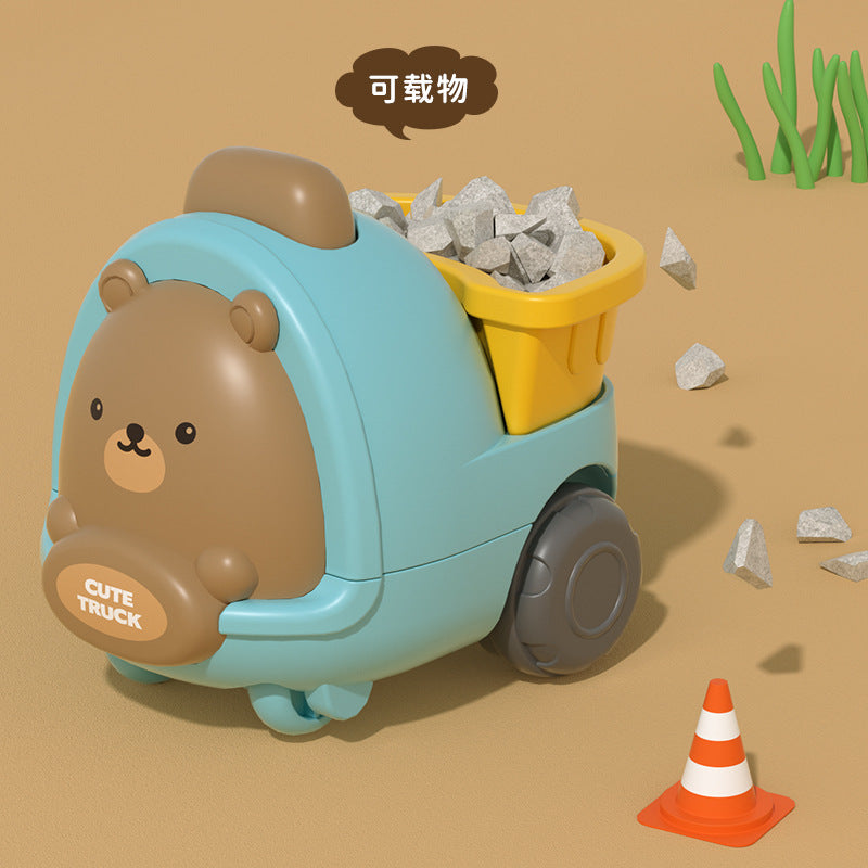 Mini cartoon inertia car - cute pet, educational toy for kids, baby inertia toy car, construction vehicle for little boys