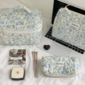 Rustic floral makeup bag - large capacity cosmetic organizer, portable handheld toiletry bag, makeup pouch for students
