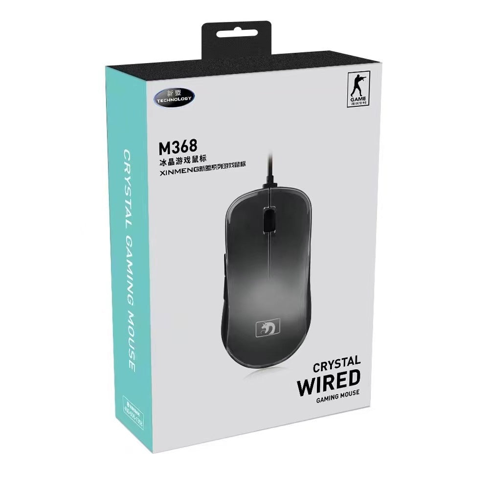 Xinmeng m368 ice crystal gaming mouse transparent rgb luminous 6d computer macro programming gaming office mouse