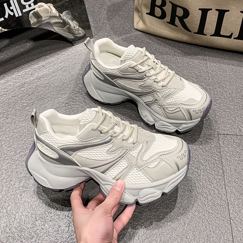 Dad shoes women's 2026 spring summer new arrivalfashioneasiest for match mesh breathable thick sole heightened casual sports shoes trendy
