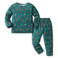 New arrival: children's long-sleeve pajamas - christmas cartoon print cotton loungewear set for boys and girls (export quality)