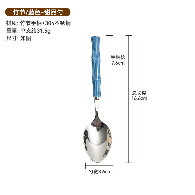 Carefully selected bamboo bead handle stainless steel knife, fork and spoon, western food steak knife, fruit fork, creative tableware suit wholesale