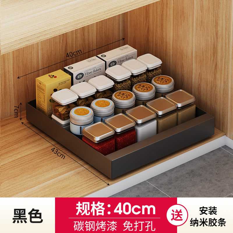 One piece of storage rack, carbon steel delivery, kitchen rack, cabinet, retractable kitchen utensils, storage, smart storage, home multi-function