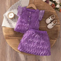 summer cross-border e-commerce 3d mesh wave patchwork top + skirt two-piece set girls' outfit