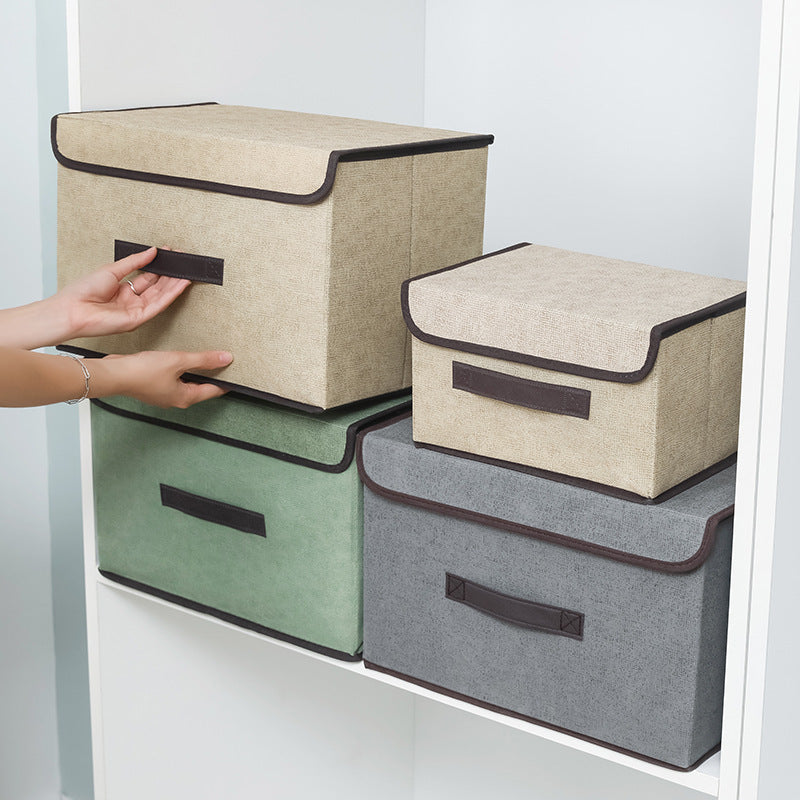 Non-woven three-piece storage box, household bedroom storage room finishing with cover, dustproof storage, large-capacity finishing