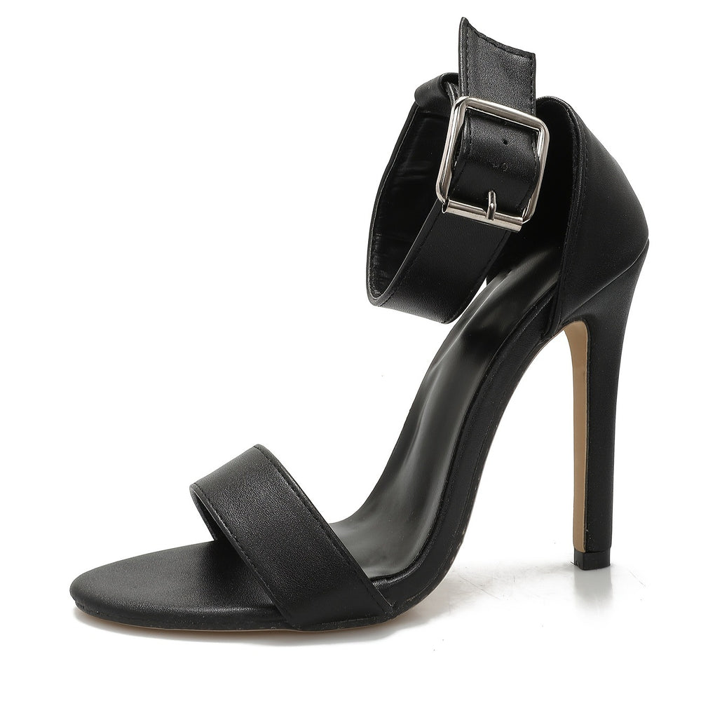 Women's black high heel sandals, ladies' mule heels, fashionable sexy casual women's shoes, 11.5cm heel height
