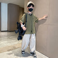Boys' summer outfit set  new style kids short sleeve mosquito pants casual two-piece set mid-to-large children's clothing boys' clothes