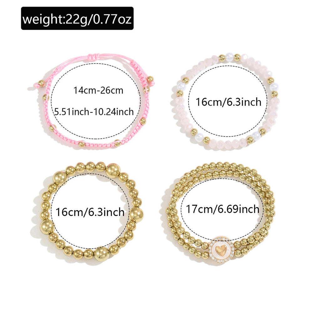 Bohemian beaded bracelet wholesale european and american stacking design niche ins heart 4-piece set elastic bracelet for women