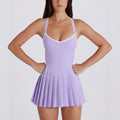 short skirt with chest pad dresspleated skirt bottom pants breathable quick-drying sports running fashion tape tennis skirt