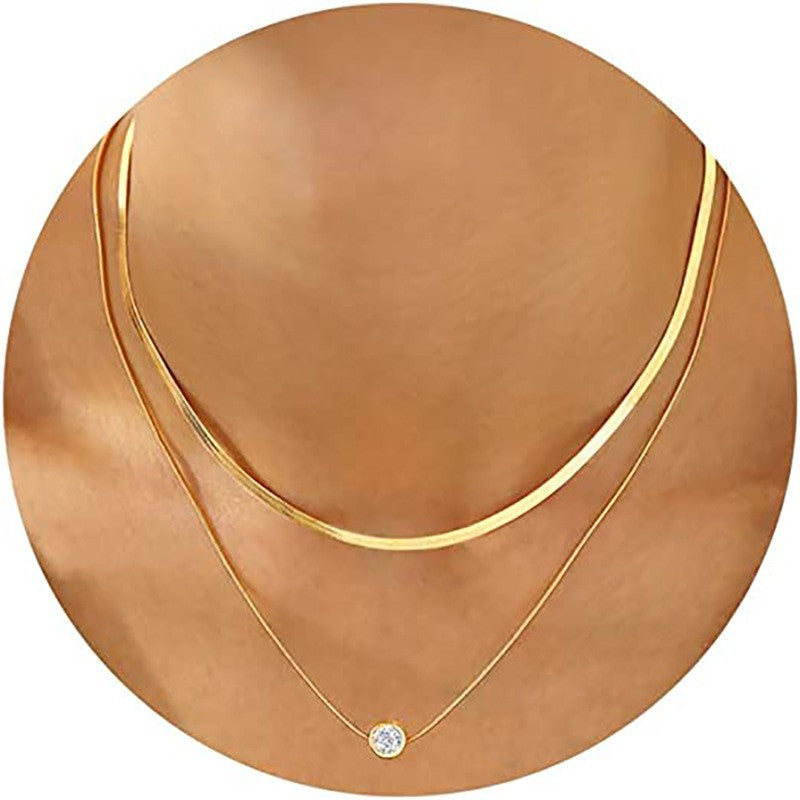 Amazon cross-border new fashion cross heart coin zircon pendant multi-layer necklace jewelry trendy women's style
