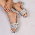 2026 summer new rhinestone braided square toe sandals women's flip flops cross-border women's shoes one piece dropshipping wholesale collection