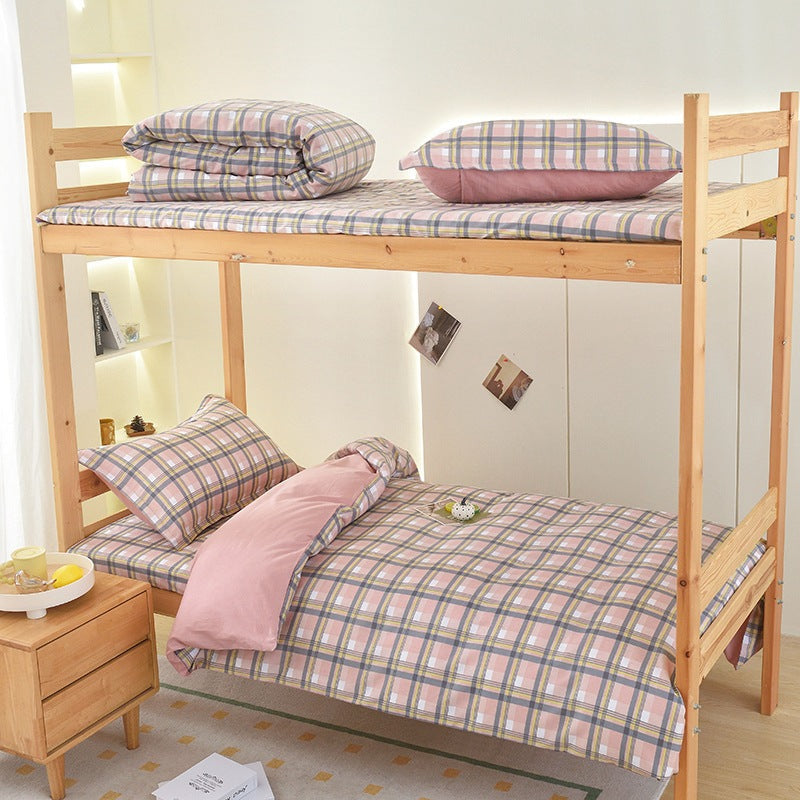 Student dormitory quilt cover three-piece bed sheet pure cotton single bed children's bed quilt cover simple four-season universal 3