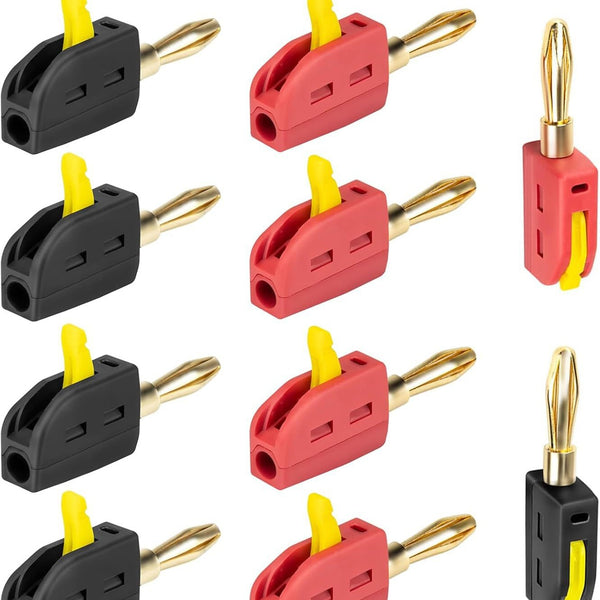 Banana head socket 4MM gold-plated solder-free audio speaker, power amplifier plug, speaker cable connector, red circle, black