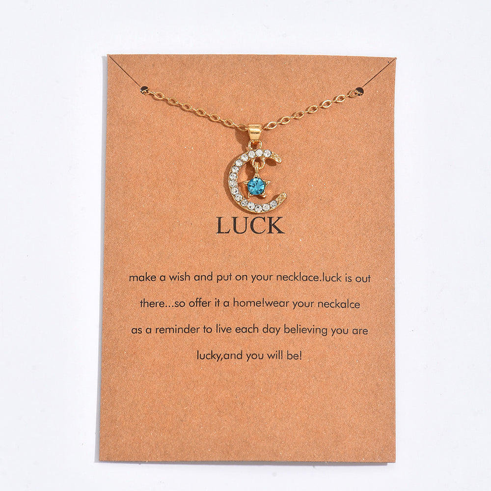 Birthstone necklace set wholesale - european & american cross-border, light luxury, niche design, diamond-studded moon & star pendant necklace for women