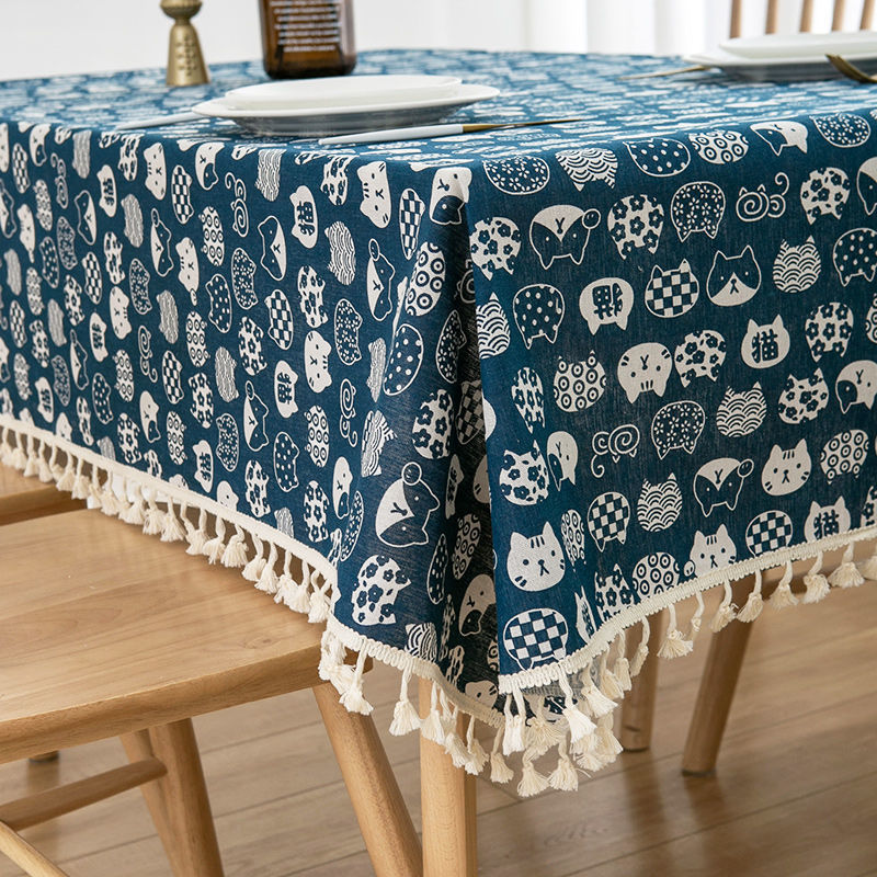 Ins tablecloth fabric cotton and linen small fresh scandinavian style populargirl heart plaid coffee table dining table dormitory desk mat