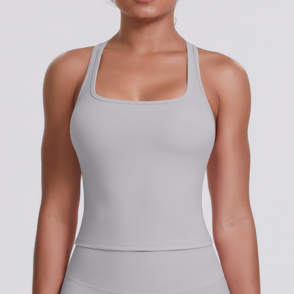 Cloud-feel brushed racerback tank top for women, quick-drying, outdoor casual running fitness top, yoga wear