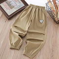 Boys' summer lightweight ice silk pants - quick-dry, mid-to-large size, casual sports trousers with elastic cuffs - mosquito-proof