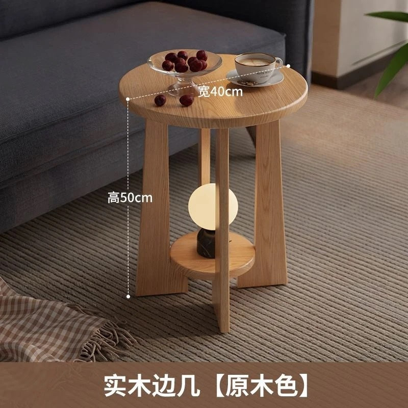 Solid wood coffee table - living room, small apartment side table, modular tea table, low table - minimalist, light luxury, modern, high-end style