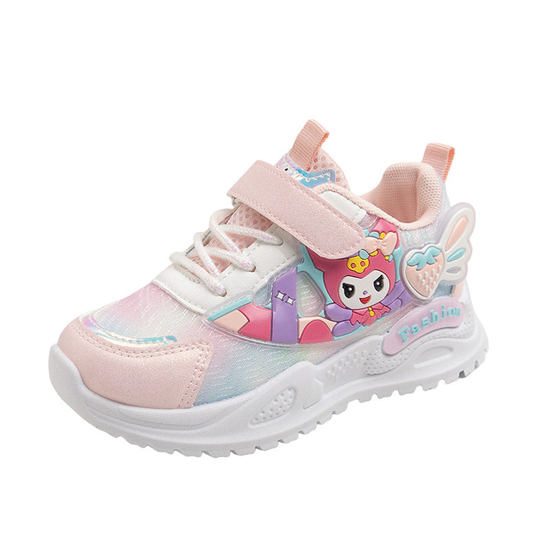 Children's sports shoes Girls' primary school students mesh casual fashion running shoes Spring and autumn new princess cartoon shoes