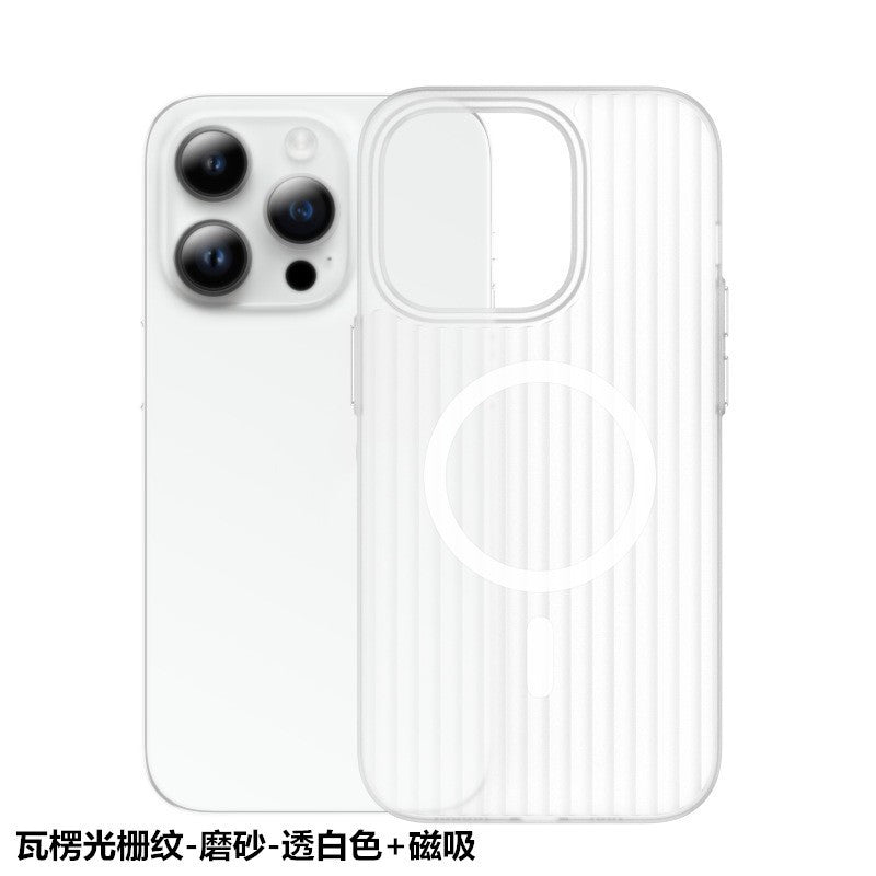 Corrugated lenticular magnetic pc case for iphone 17, magnetic ice mist matte 16 phone case, 14 apple 16 transparent