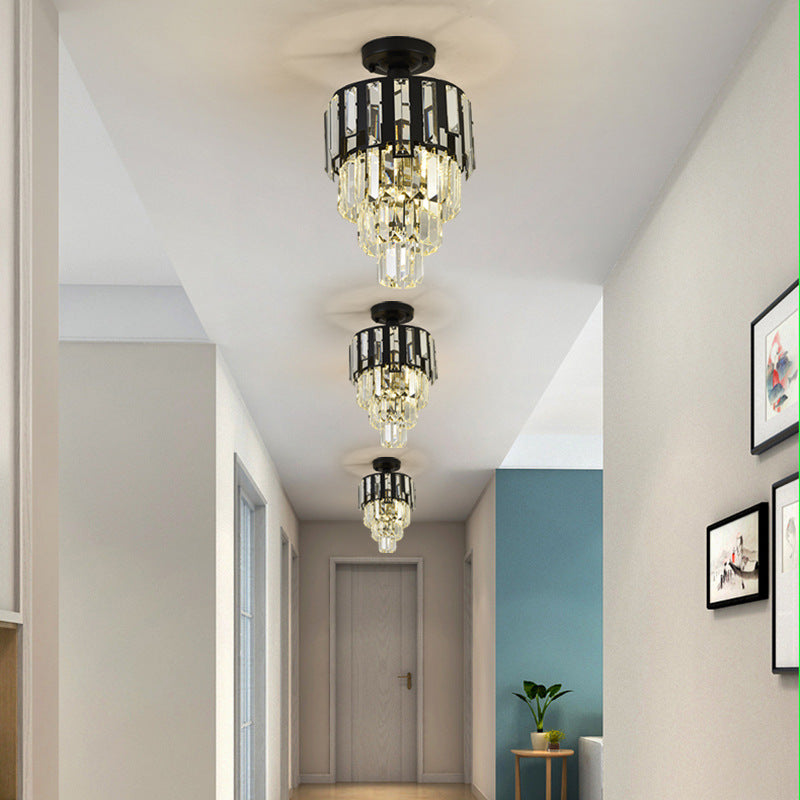 [Strict selection] American crystal small chandelier corridor decorative lighting entrance cloakroom ceiling modern LED light