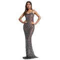 C7160 cross-border    new women's sexy suspender hot diamond hip cover evening dress