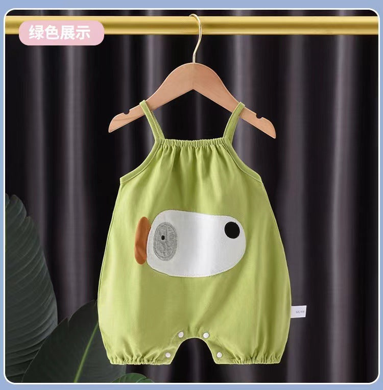 Baby vest summer sling triangle bag butt khaki jumpsuit newborn clothes thin cartoon sling summer clothes
