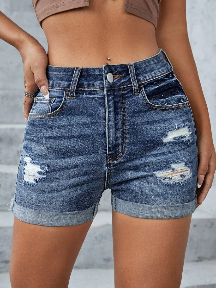 Amazon denim shorts: new, stylish, versatile, and chic high-waisted ripped and rolled hem jeans for work and casual wear