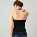 Fashionexportnew arrival yoga sports vest women's quick-drying training dance metal buckle decoration halter neck slim-fitting tops