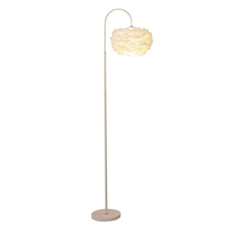 Bent tube popular feather floor lamp nordic ins bedroom light luxury princess live broadcast atmosphere lamp floor lamp