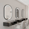 Influencer-approved barber shop mirror table, salon wall-mounted minimalist hairdressing mirror, touch-control led hairdressing mirror