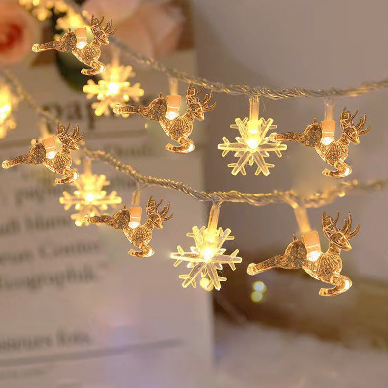 LED elk christmas tree snowflake star string festive decorative lights christmas atmosphere small lights flashing lights indoor