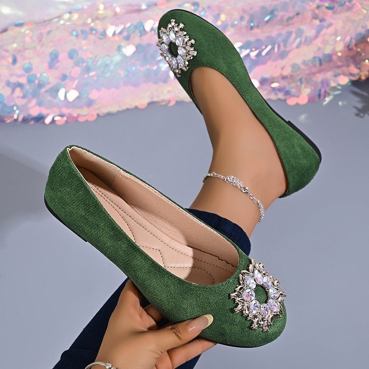 Classyflats french rhinestone flats spring & fall new arrivaleasiest for match black square toe flats bean work clothing shoes