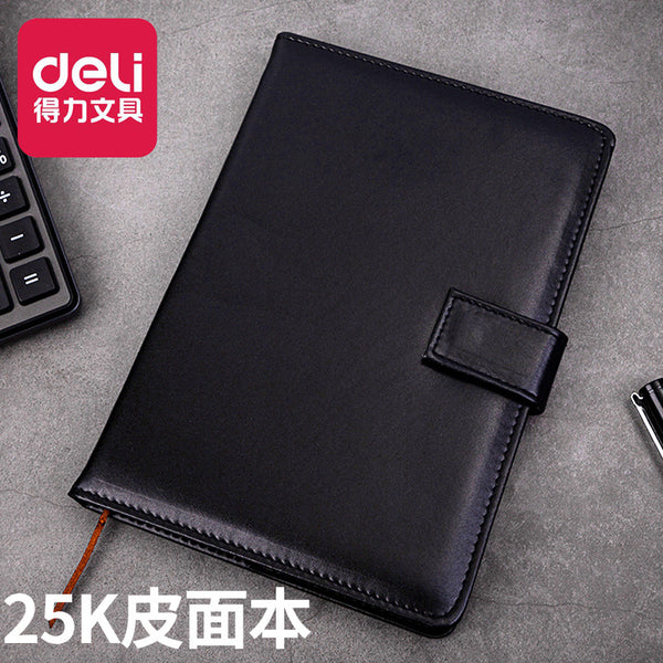 Deli 7942 leather book 25K snap notebook 120 pages PU notebook business book diary wholesale