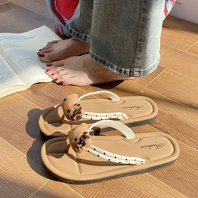 Cute cartoon slippers women's summer easiest for matchnon-slipdeodorizing filter internet celebrity ins sweet girl fashion soft bottom plaid flip flops