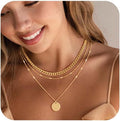 Brass real gold plated european and american cross-border hot selling minimalist twisted circle pendant fashion necklace for women - three layers
