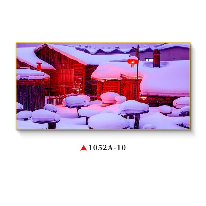 Northeast snow landscape decorative painting rural folk landscape wall painting iron pot stew restaurant farmyard light box hotel hanging painting