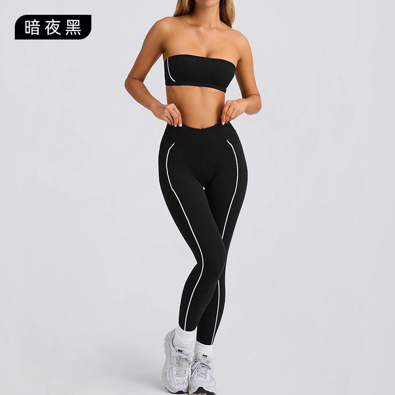 Tube toptops strapless pants high elastic back sports intimates bra non-slip running pilates yoga suit