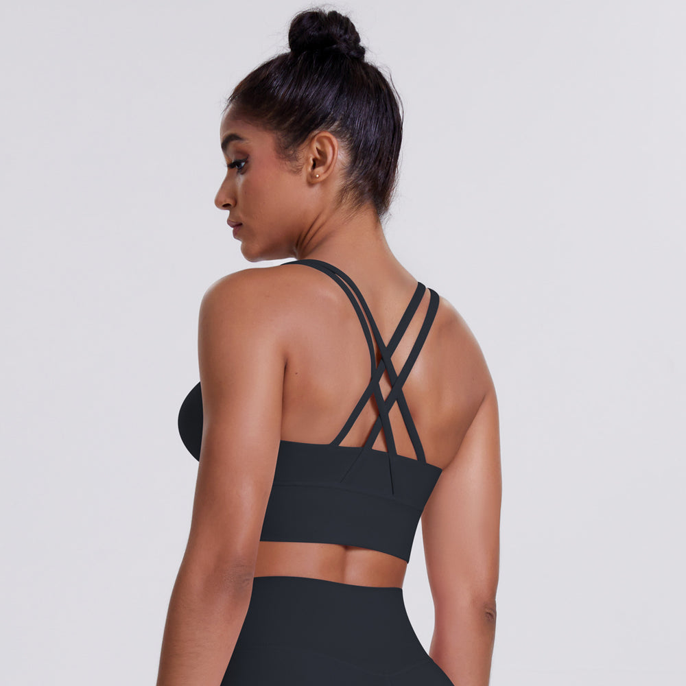 cloud-feeling brushed cross-back sports bra casual running bubble wrap fitness vest yoga clothes for women