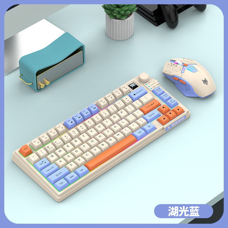 Dazzling silver fox k920 wireless bluetooth dual-mode mechanical feel keyboard and mouse combo with display knob and tri-color design