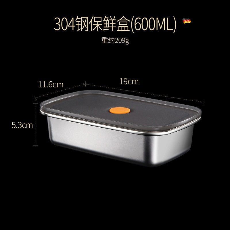 Kitchen fresh-keeping box 304 stainless steel refrigerator sealed complementary food storage food box fruit and vegetable refrigerated fresh-keeping box
