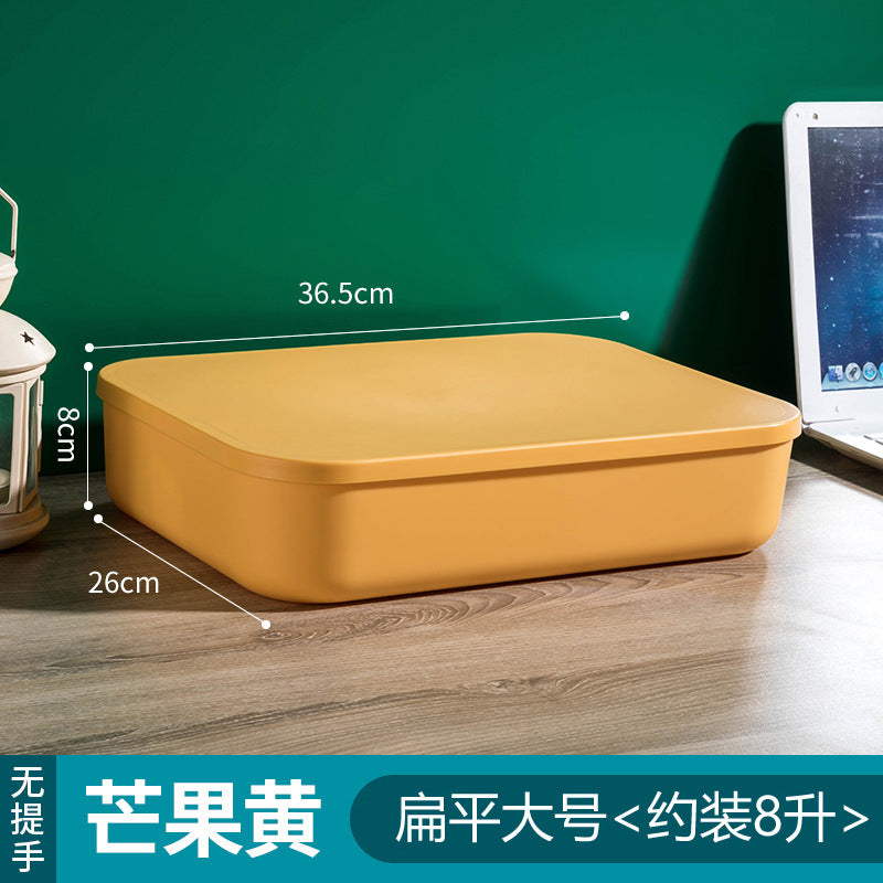 Household contrasting color storage box, wardrobe clothes sorting box with lid, large storage basket, sundries storage box, plastic.