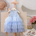 Girls' dress  summer new arrival: ethereal french gradient feather gauze princess dress